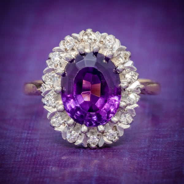ANTIQUE EDWARDIAN AMETHYST DIAMOND RING 18CT GOLD 3.25CT AMETHYST CIRCA 1915 COVER