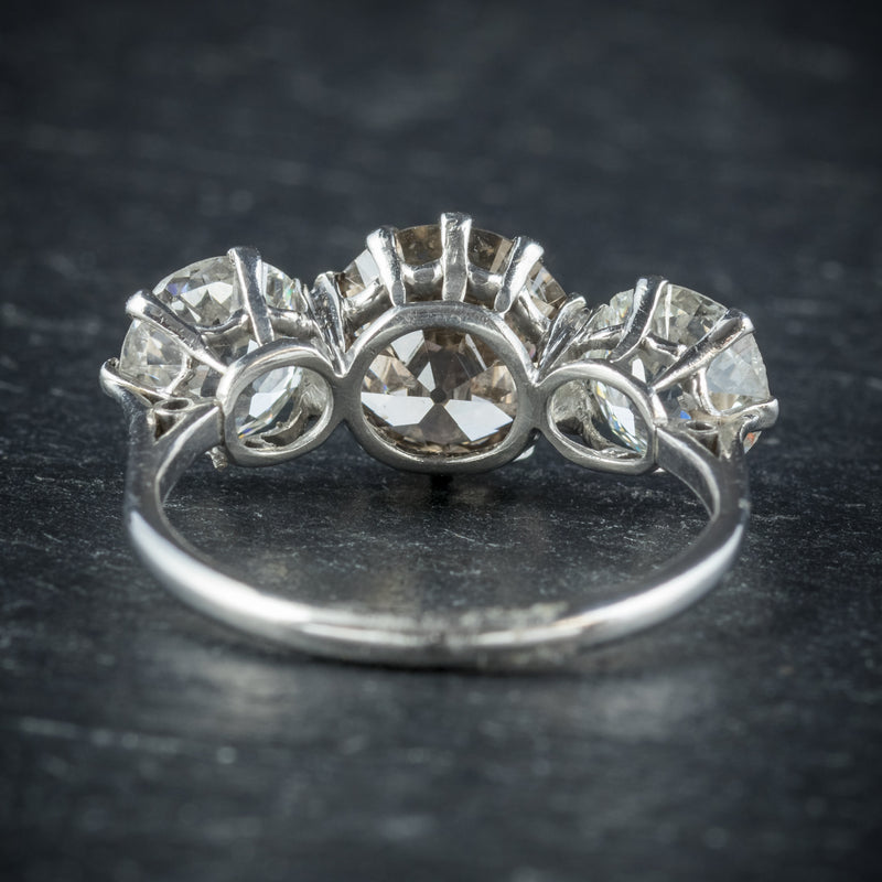 Antique Edwardian Brown Diamond Trilogy Ring Platinum Circa 1910 BACK