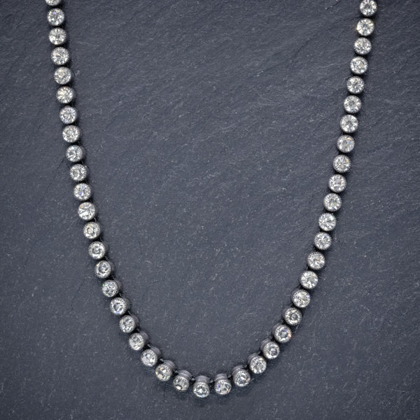 ANTIQUE EDWARDIAN COLLAR PASTE STONE SILVER NECKLACE CIRCA 1910 FRONT