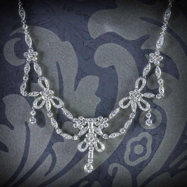 ANTIQUE EDWARDIAN DIAMOND NECKLACE PLATINUM CIRCA 1910 COVER