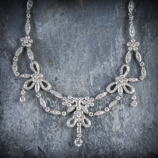 ANTIQUE EDWARDIAN DIAMOND NECKLACE PLATINUM CIRCA 1910 FRONT