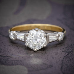 ANTIQUE EDWARDIAN DIAMOND RING 1.49CT DIAMOND SOLITAIRE 18CT GOLD PLATINUM CIRCA 1910 COVER