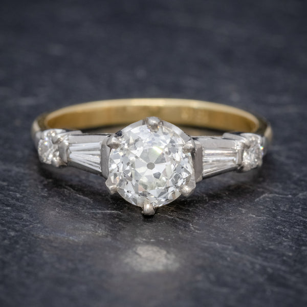 ANTIQUE EDWARDIAN DIAMOND RING 1.49CT DIAMOND SOLITAIRE 18CT GOLD PLATINUM CIRCA 1910 FRONT