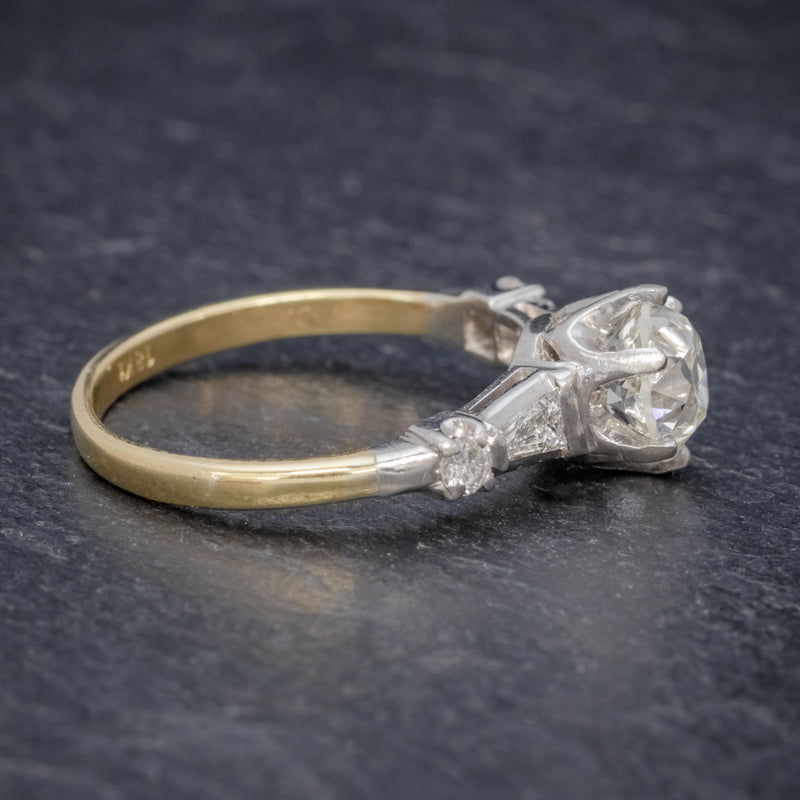 ANTIQUE EDWARDIAN DIAMOND RING 1.49CT DIAMOND SOLITAIRE 18CT GOLD PLATINUM CIRCA 1910 SIDE2