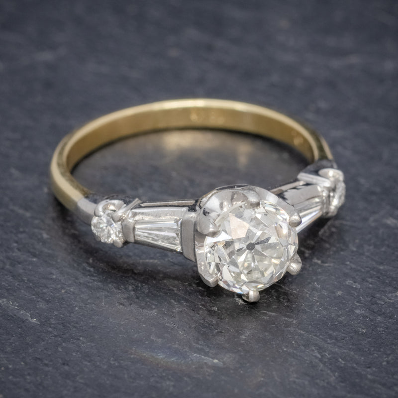 ANTIQUE EDWARDIAN DIAMOND RING 1.49CT DIAMOND SOLITAIRE 18CT GOLD PLATINUM CIRCA 1910 SIDE