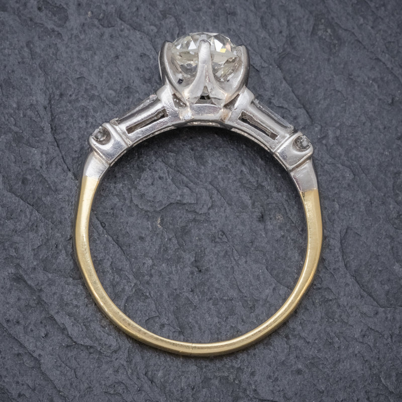 ANTIQUE EDWARDIAN DIAMOND RING 1.49CT DIAMOND SOLITAIRE 18CT GOLD PLATINUM CIRCA 1910 TOP