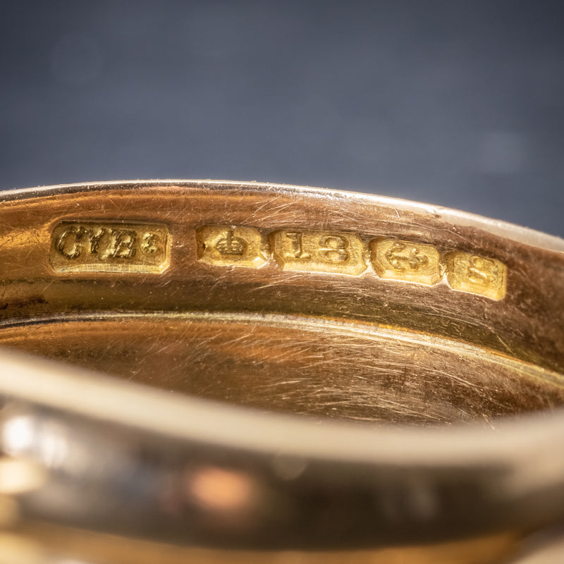 Antique Edwardian Diamond Snake Ring 18ct Gold Dated 1906 HALLMARK