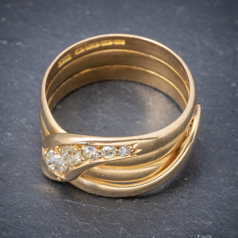 Antique Edwardian Diamond Snake Ring 18ct Gold Dated 1906 TOP