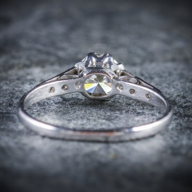 ANTIQUE EDWARDIAN DIAMOND SOLITAIRE ENGAGEMENT RING CIRCA 1910 PLATINUM BACK