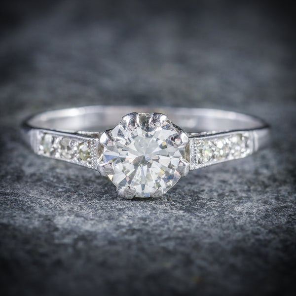 ANTIQUE EDWARDIAN DIAMOND SOLITAIRE ENGAGEMENT RING CIRCA 1910 PLATINUM FRONT