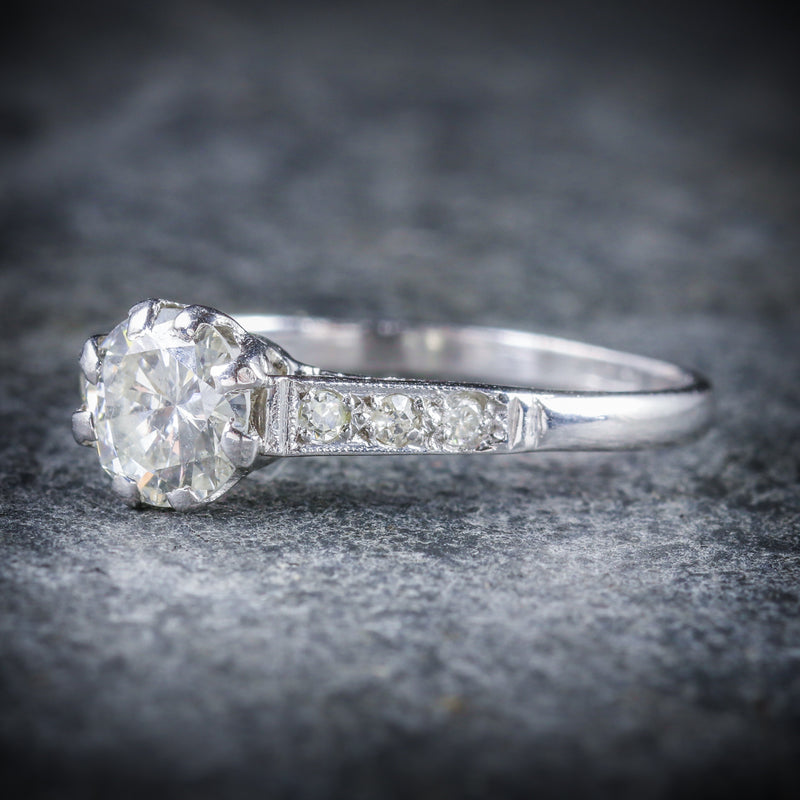 ANTIQUE EDWARDIAN DIAMOND SOLITAIRE ENGAGEMENT RING CIRCA 1910 PLATINUM SIDE