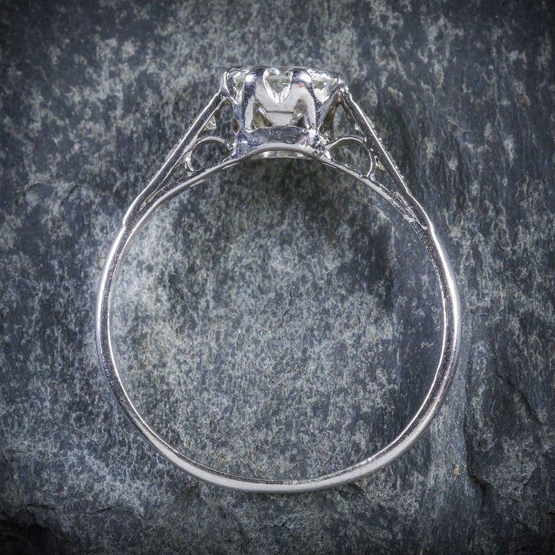 ANTIQUE EDWARDIAN DIAMOND SOLITAIRE ENGAGEMENT RING CIRCA 1910 PLATINUM TOP