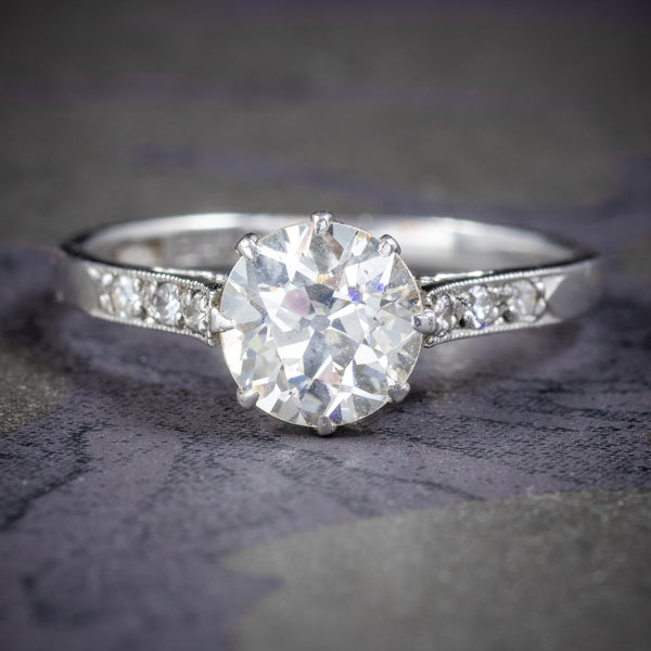 ANTIQUE EDWARDIAN DIAMOND SOLITAIRE RING PLATINUM ENGAGEMENT RING CIRCA 1910 COVER