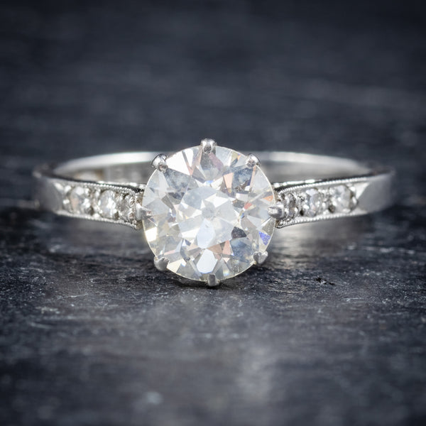 ANTIQUE EDWARDIAN DIAMOND SOLITAIRE RING PLATINUM ENGAGEMENT RING CIRCA 1910 FRONT