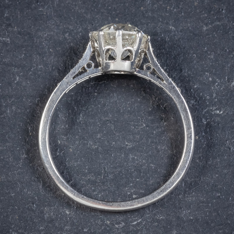 ANTIQUE EDWARDIAN DIAMOND SOLITAIRE RING PLATINUM ENGAGEMENT RING CIRCA 1910 TOP