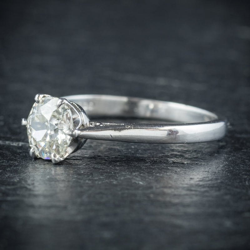 Antique Edwardian Diamond Engagement Ring Platinum Circa 1910 SIDE