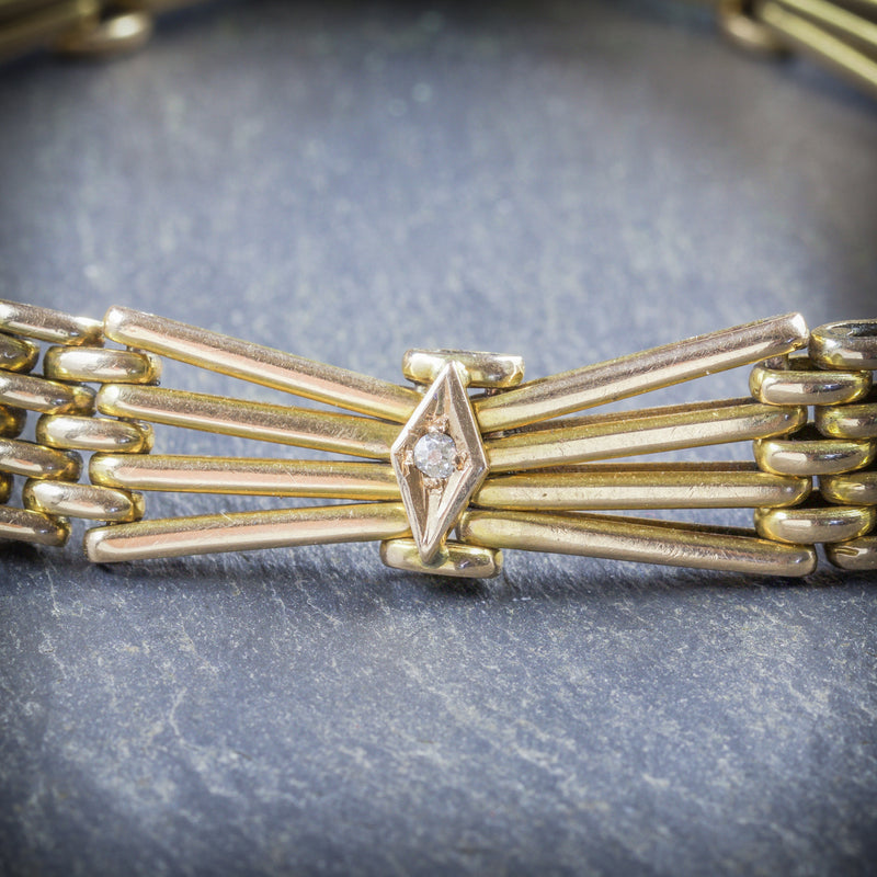 ANTIQUE EDWARDIAN GOLD AND DIAMOND BRACELET 18CT GOLD 1904 DIAMOND