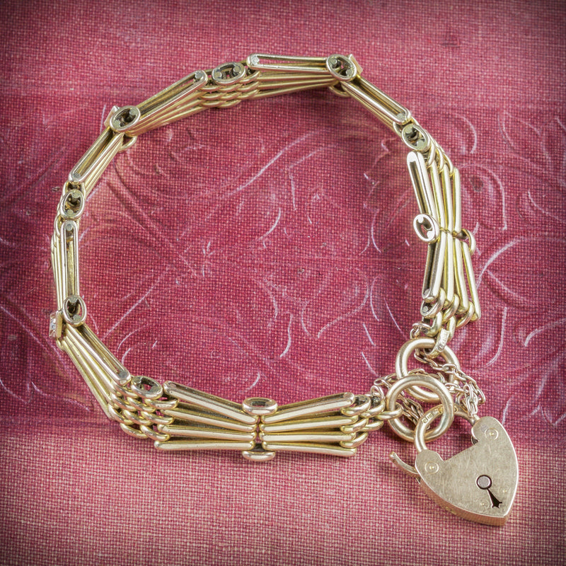 ANTIQUE EDWARDIAN GOLD AND DIAMOND BRACELET 18CT GOLD 1904 COVER