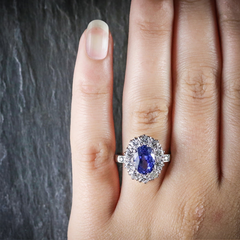 ANTIQUE EDWARDIAN NATURAL SAPPHIRE DIAMOND RING PLATINUM CIRCA 1910  HAND