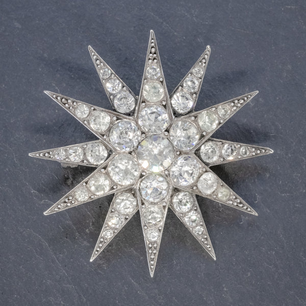ANTIQUE EDWARDIAN PASTE STAR BROOCH SILVER CIRCA 1910 FRONT