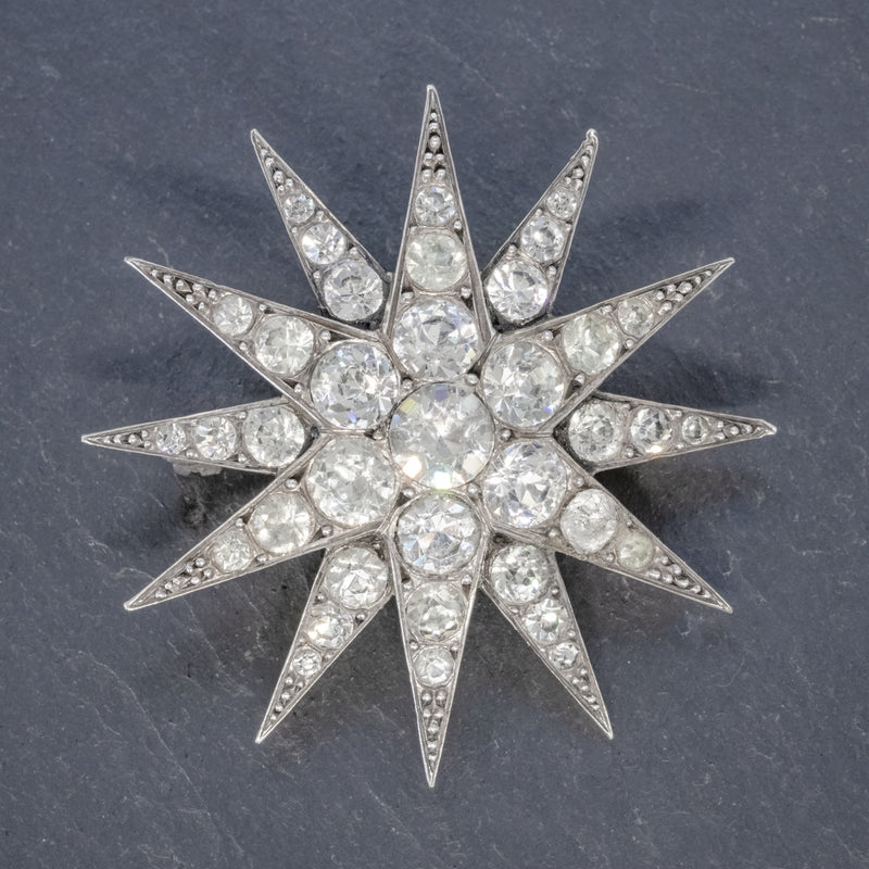 ANTIQUE EDWARDIAN PASTE STAR BROOCH SILVER CIRCA 1910 FRONT