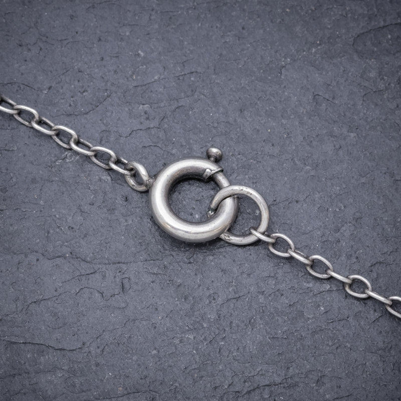 Antique Edwardian Purple Paste Stone Lavaliere Necklace Silver Circa 1910 clasp