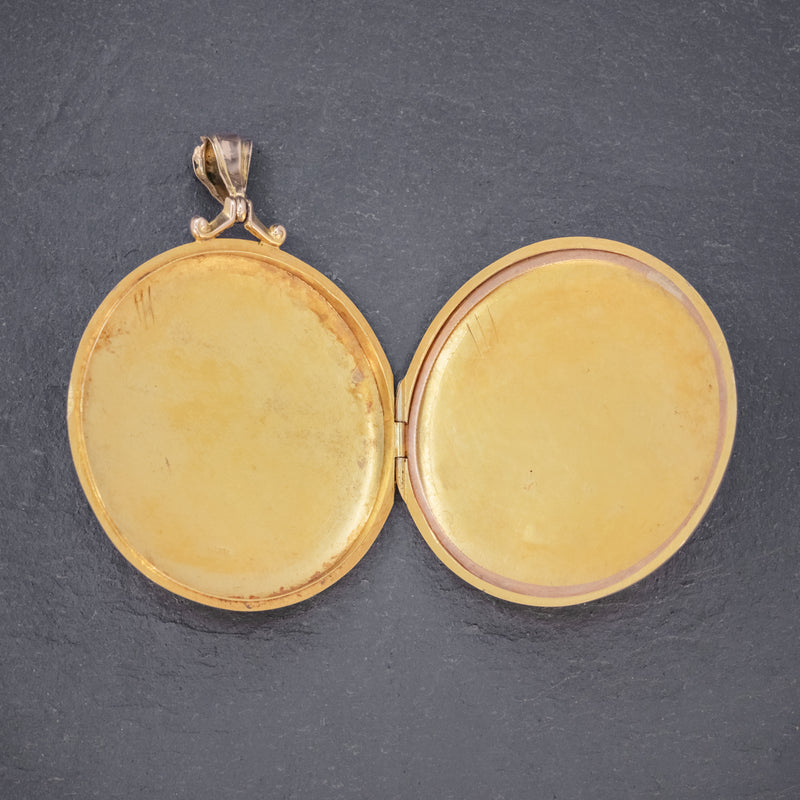 ANTIQUE EDWARDIAN ROUND FORGET ME NOT LOCKET 9CT GOLD DATED 1910 OPEN