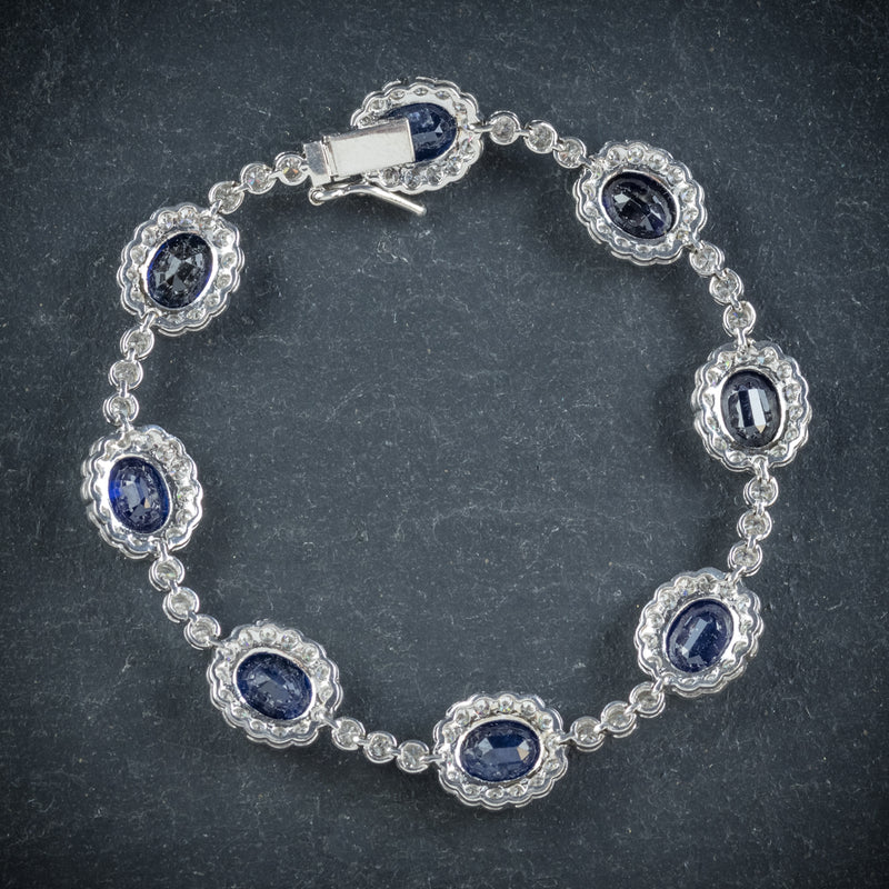 Antique Edwardian Sapphire Diamond Bracelet 18ct Gold Circa 1910 back