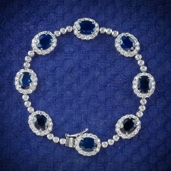 Antique Edwardian Sapphire Diamond Bracelet 18ct Gold Circa 1910 cover