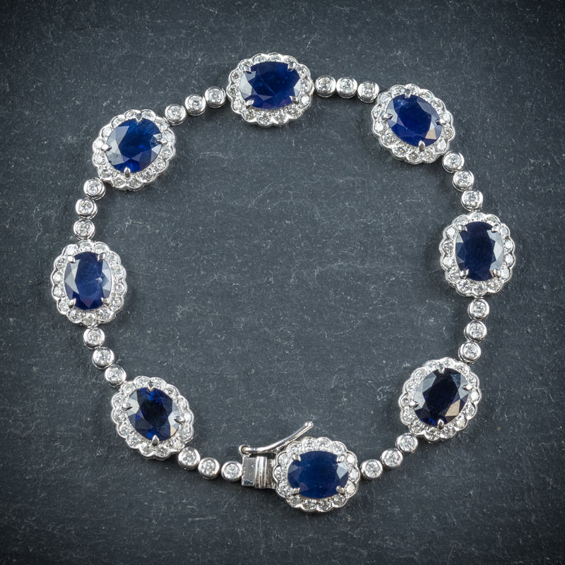 Antique Edwardian Sapphire Diamond Bracelet 18ct Gold Circa 1910 front