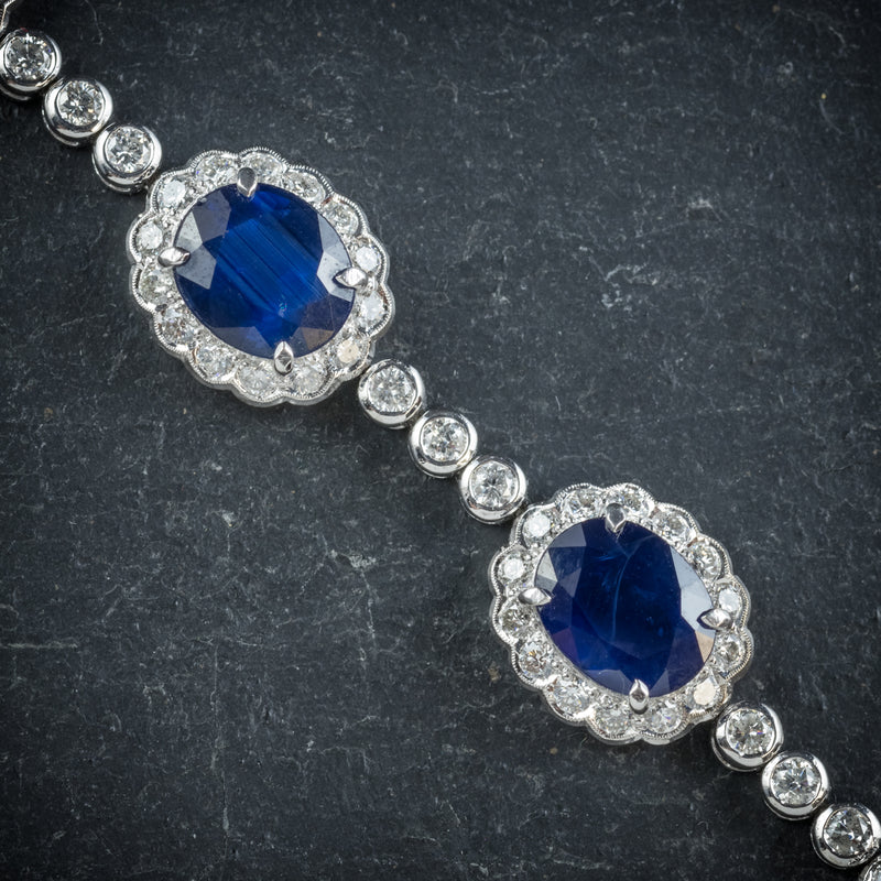 Antique Edwardian Sapphire Diamond Bracelet 18ct Gold Circa 1910 sapphires