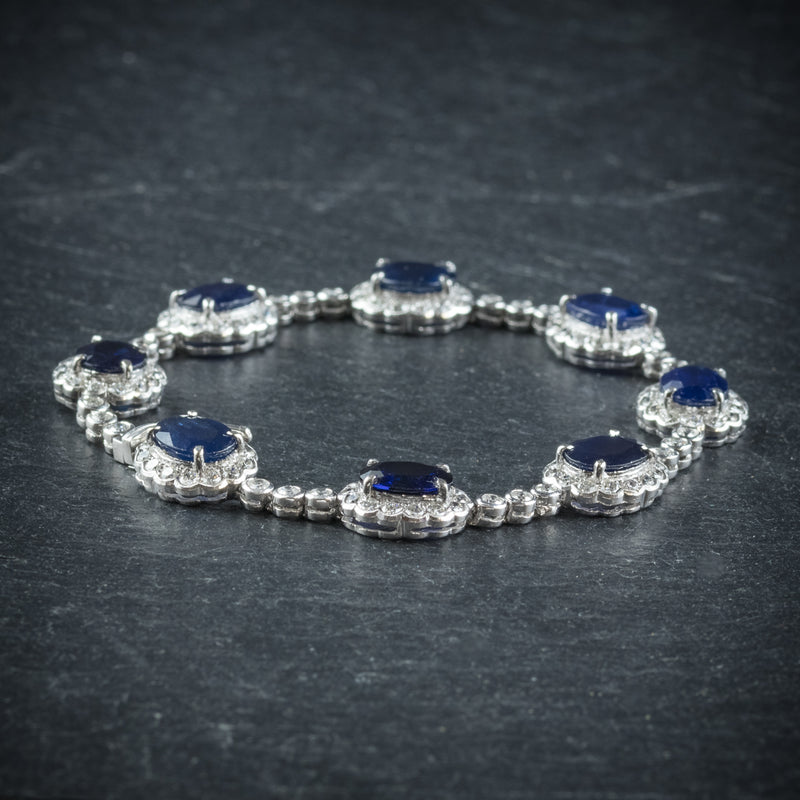 Antique Edwardian Sapphire Diamond Bracelet 18ct Gold Circa 1910 side