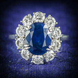 ANTIQUE EDWARDIAN SAPPHIRE DIAMOND RING FRENCH ENGAGEMENT 3CT NATURAL SAPPHIRE COVER