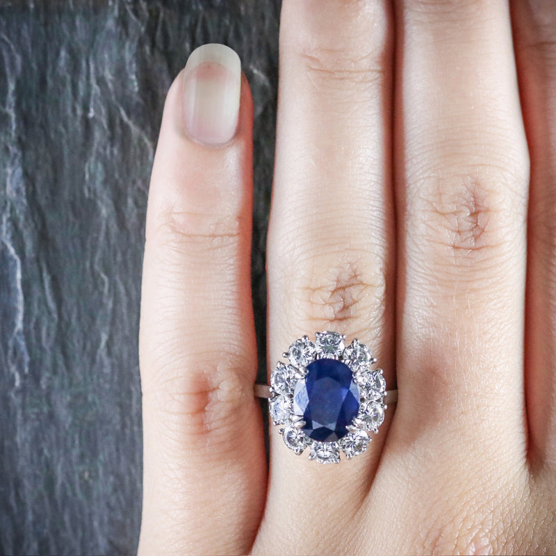 Antique Edwardian French Sapphire Diamond Ring Circa 1910