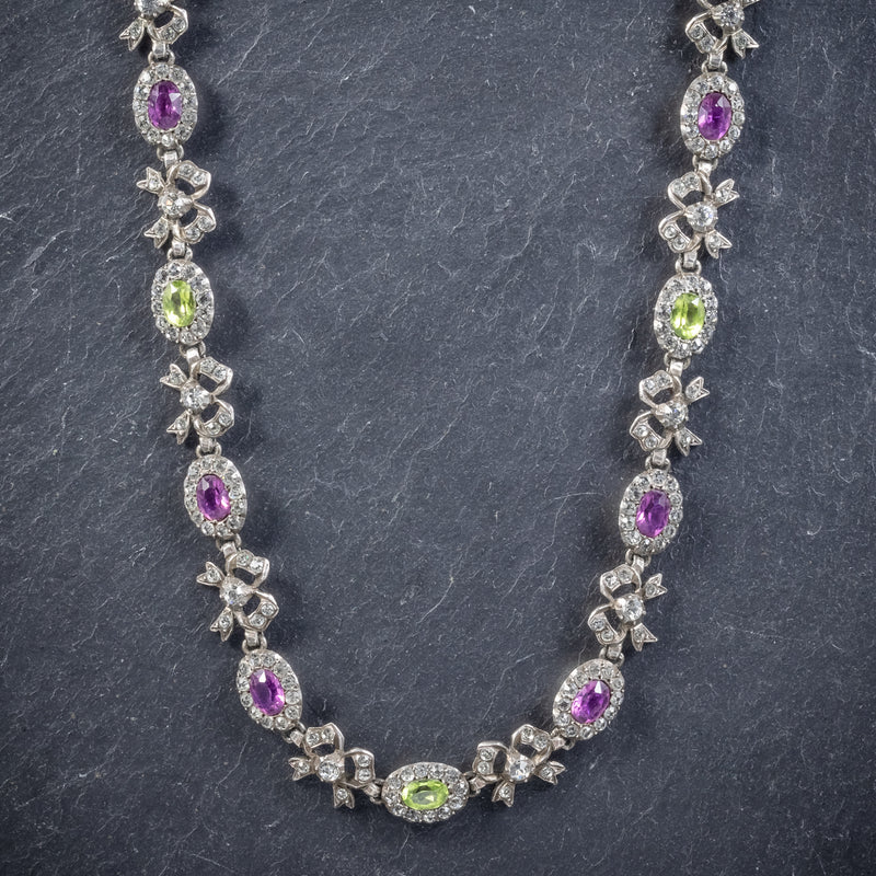 ANTIQUE EDWARDIAN SUFFRAGETTE NECKLACE SILVER CIRCA 1910 FRONT