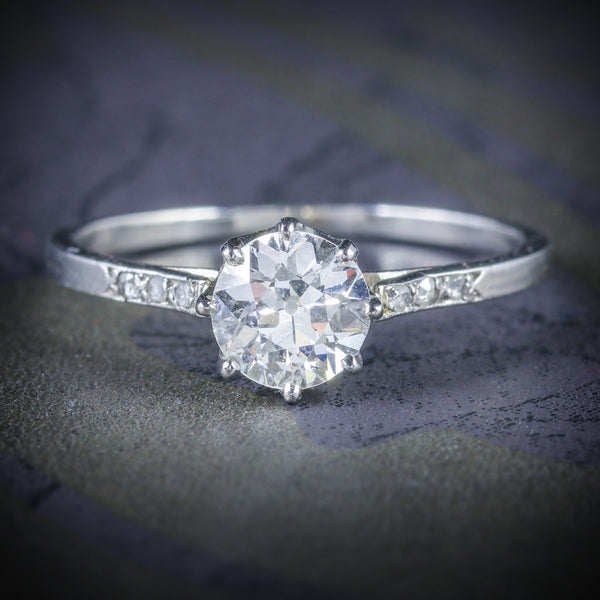 ANTIQUE FRENCH DIAMOND SOLITAIRE RING 18CT WHITE GOLD CIRCA 1915 COVER