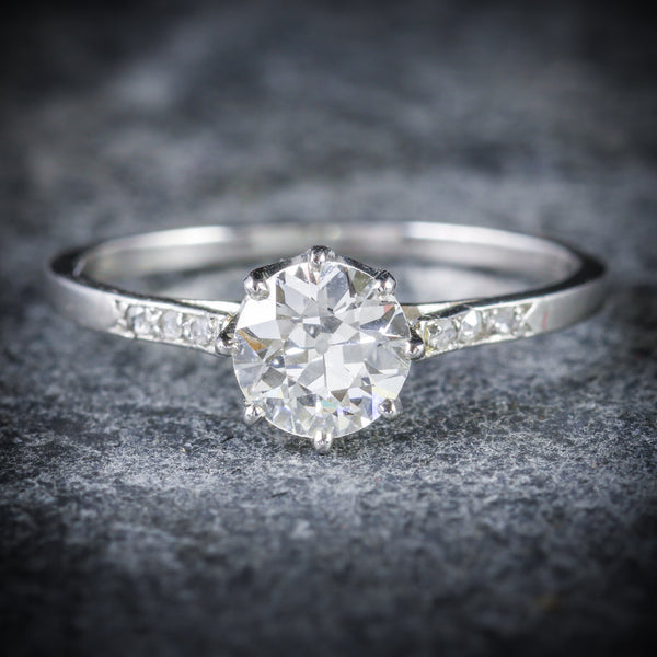 ANTIQUE FRENCH DIAMOND SOLITAIRE RING 18CT WHITE GOLD CIRCA 1915 FRONT