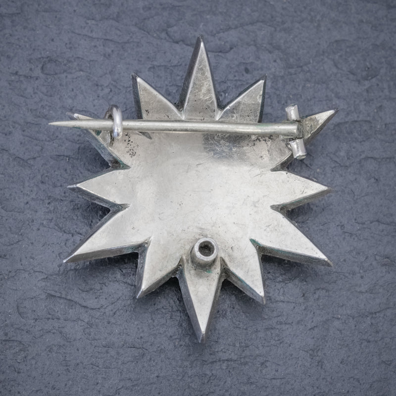 Antique French Paste Star Brooch Silver Circa 1890 BACK
