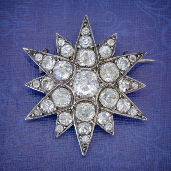 Antique French Paste Star Brooch Silver Circa 1890 COVER