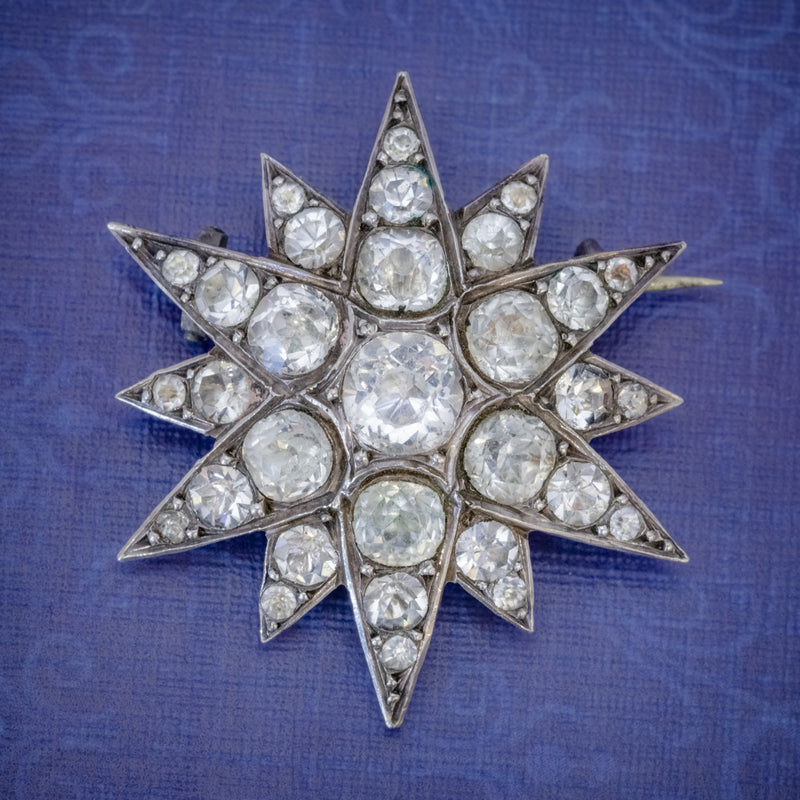 Antique French Paste Star Brooch Silver Circa 1890 COVER