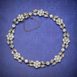 Antique French Victorian Floral Paste Stone Bracelet Silver Circa 1900 COVER