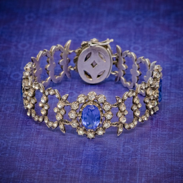 ANTIQUE GEORGIAN BLUE PASTE BRACELET SILVER CIRCA 1800 COVER