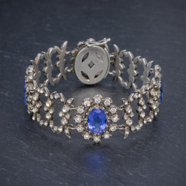 ANTIQUE GEORGIAN BLUE PASTE BRACELET SILVER CIRCA 1800 FRONT