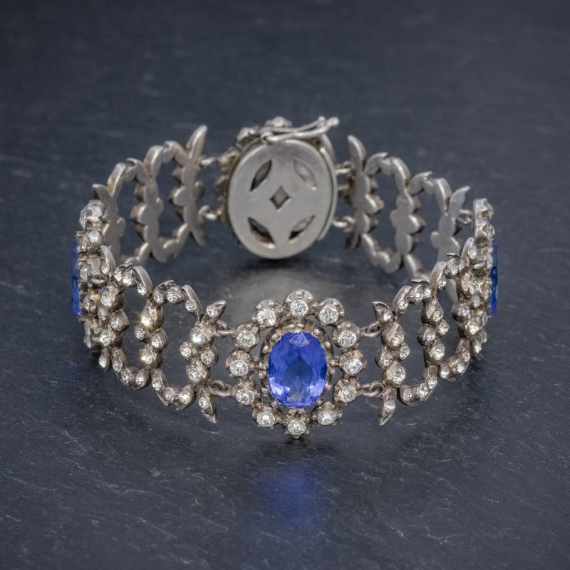 ANTIQUE GEORGIAN BLUE PASTE BRACELET SILVER CIRCA 1800 FRONT