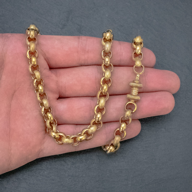 ANTIQUE GEORGIAN CABLE CHAIN NECKLACE 18CT GOLD SILVER CIRCA 1800 HAND