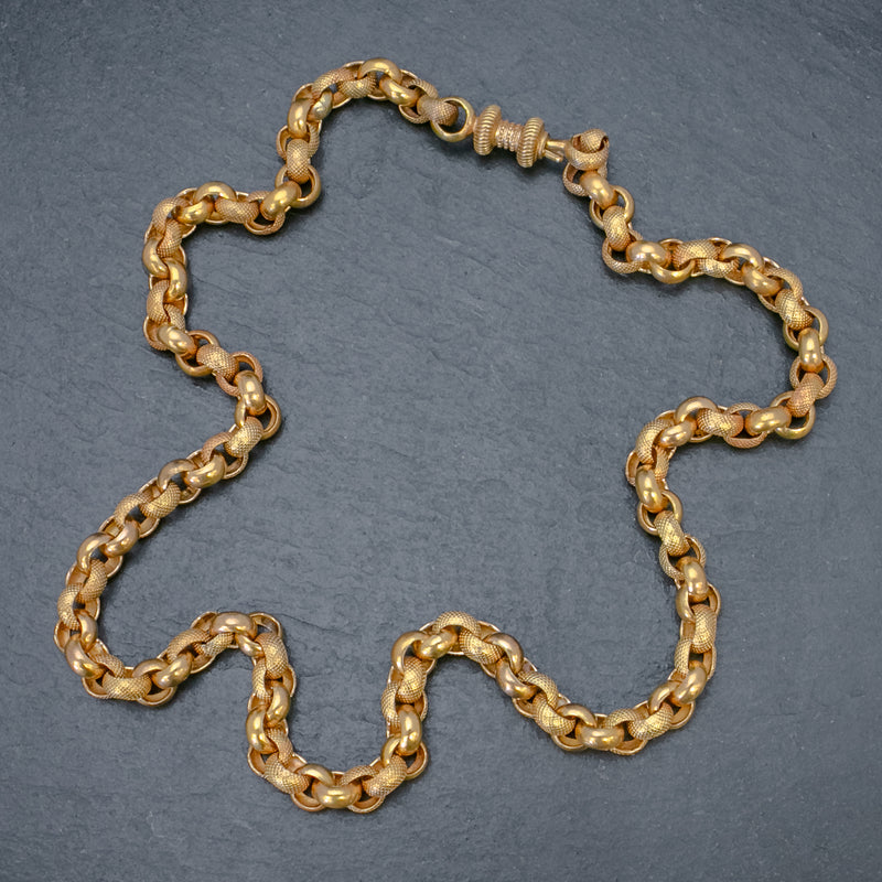 ANTIQUE GEORGIAN CABLE CHAIN NECKLACE 18CT GOLD SILVER CIRCA 1800 TOP