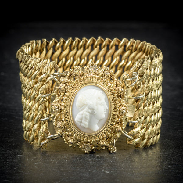 Antique Georgian Cameo Bracelet Pinchbeck Circa 1810 FRONT