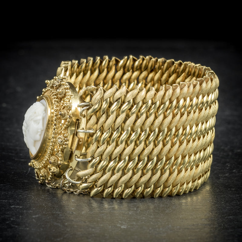 Antique Georgian Cameo Bracelet Pinchbeck Circa 1810 SIDE