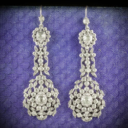 ANTIQUE GEORGIAN DROP EARRINGS PASTE SILVER CIRCA 1800 COVER 