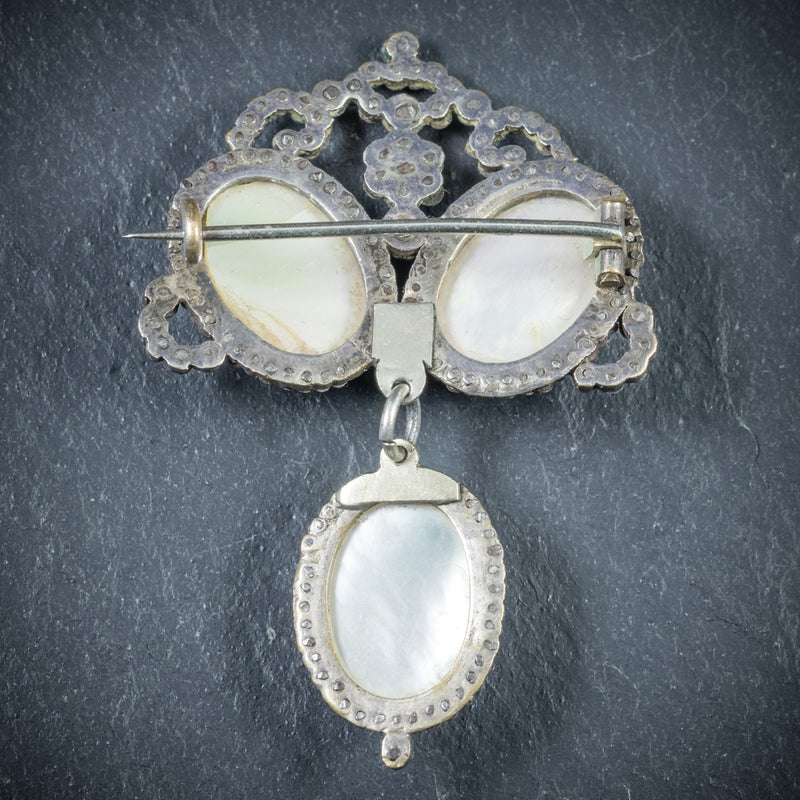 Antique Georgian Garnet Brooch Silver Circa 1780 back